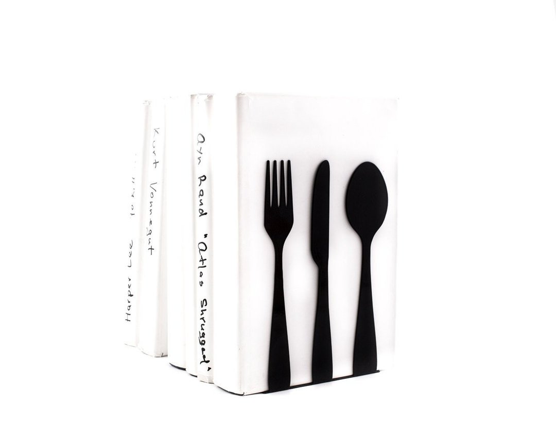 Metal Kitchen bookends // Silverware // Modern kitchen decor // Free shipping // - 摆饰 - 其他材质 黑色