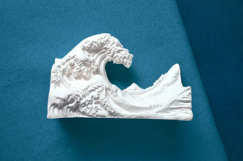 浮世绘海浪-神奈川冲浪里立体化-扩香石附精油/薰衣草/甜橙/柠檬 - 香薰/精油/线香 - 其他材质 白色