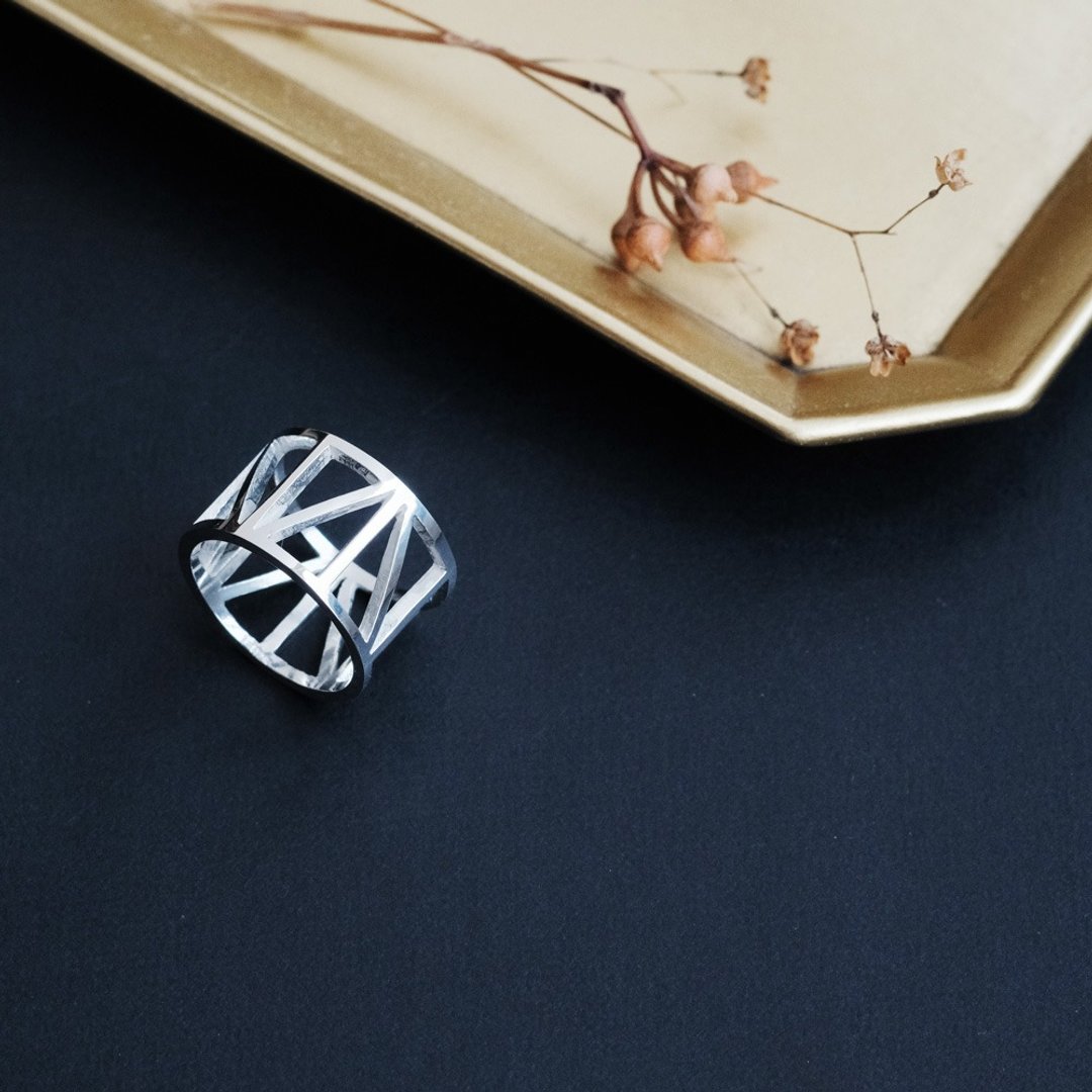Geometric ring 925 Silver - 戒指 - 其他金属 灰色