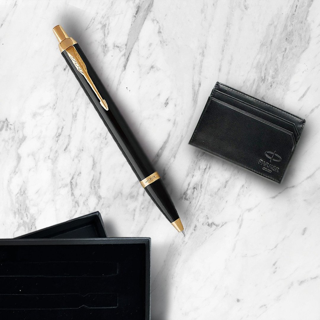 Parker 派克新IM  雅黑金夹原子笔   牛皮卡夹礼盒免费刻字 - 圆珠笔/中性笔 - 其他金属 黑色