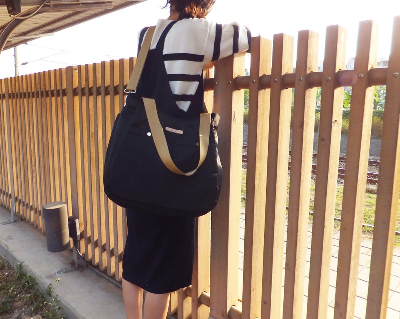 侧包 旅行 妈妈包 大容量 笔电 平板 通勤 - 黑色 - 妈妈包 - 尼龙 黑色