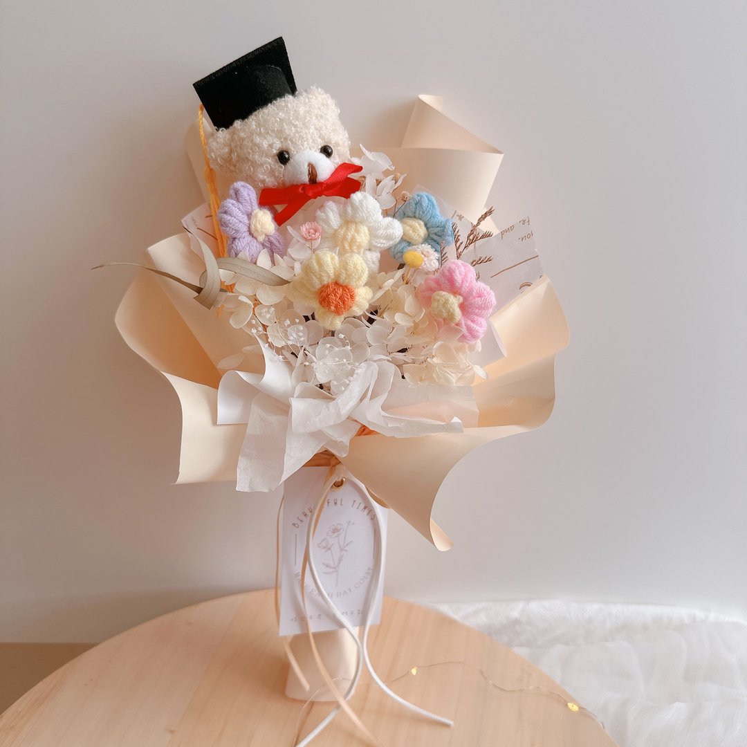 美好时光 - 花束、针织花、编织花玩偶花束 - 玩偶/公仔 - 其他材质 橘色