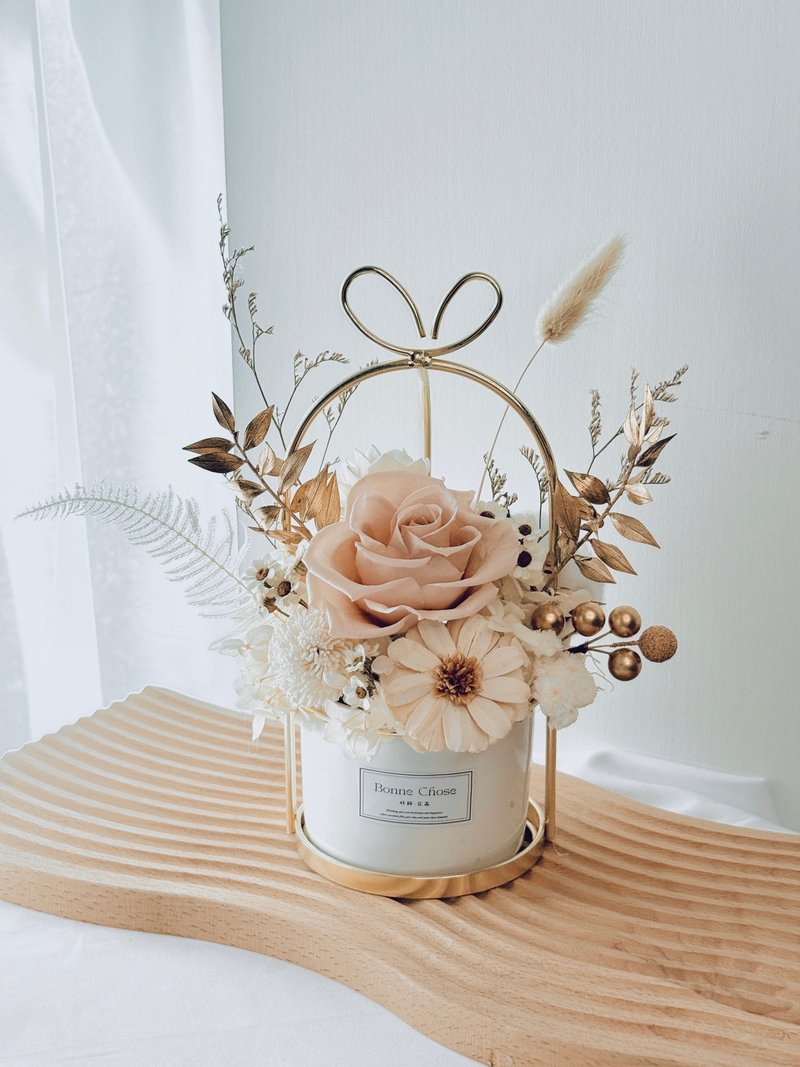 永生祝贺盆花/精美包装及贺卡/开幕礼/入厝礼/新居落成/升迁礼 - 干燥花/捧花 - 植物．花 粉红色