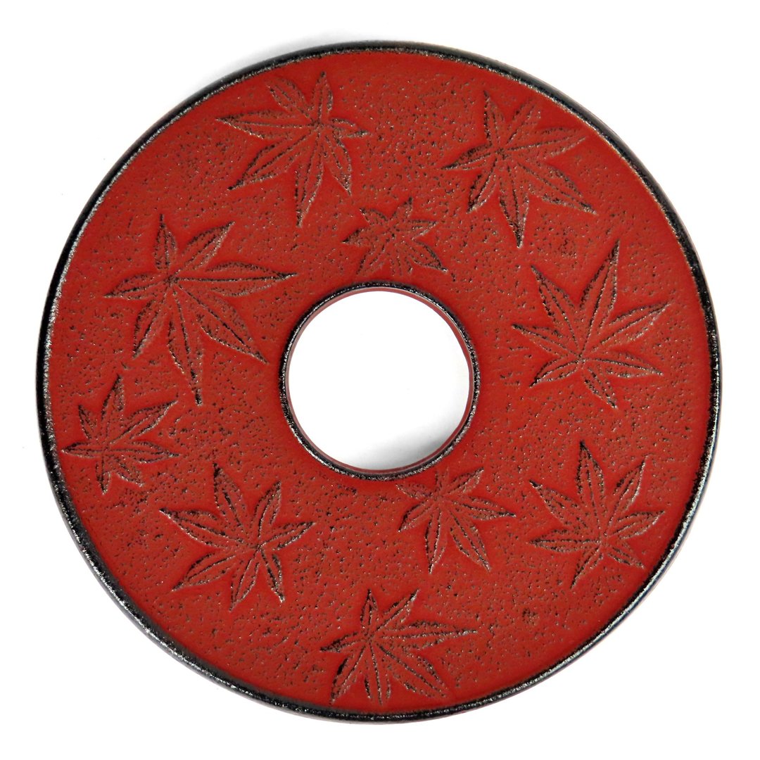 岩铸 南部铁器 壶垫 枫纹样 13.5cm 虾茶色 日本制 - 杯垫 - 其他金属 咖啡色
