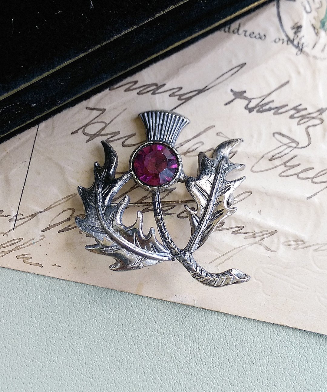 Vintage Jewelry 西洋古董饰品  银色调 苏格兰 蓟花 别针 - 徽章/别针 - 其他金属 金色