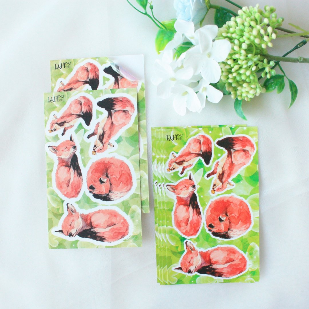 jin_Sensibility & Oriental sticker_fox - 贴纸 - 纸 