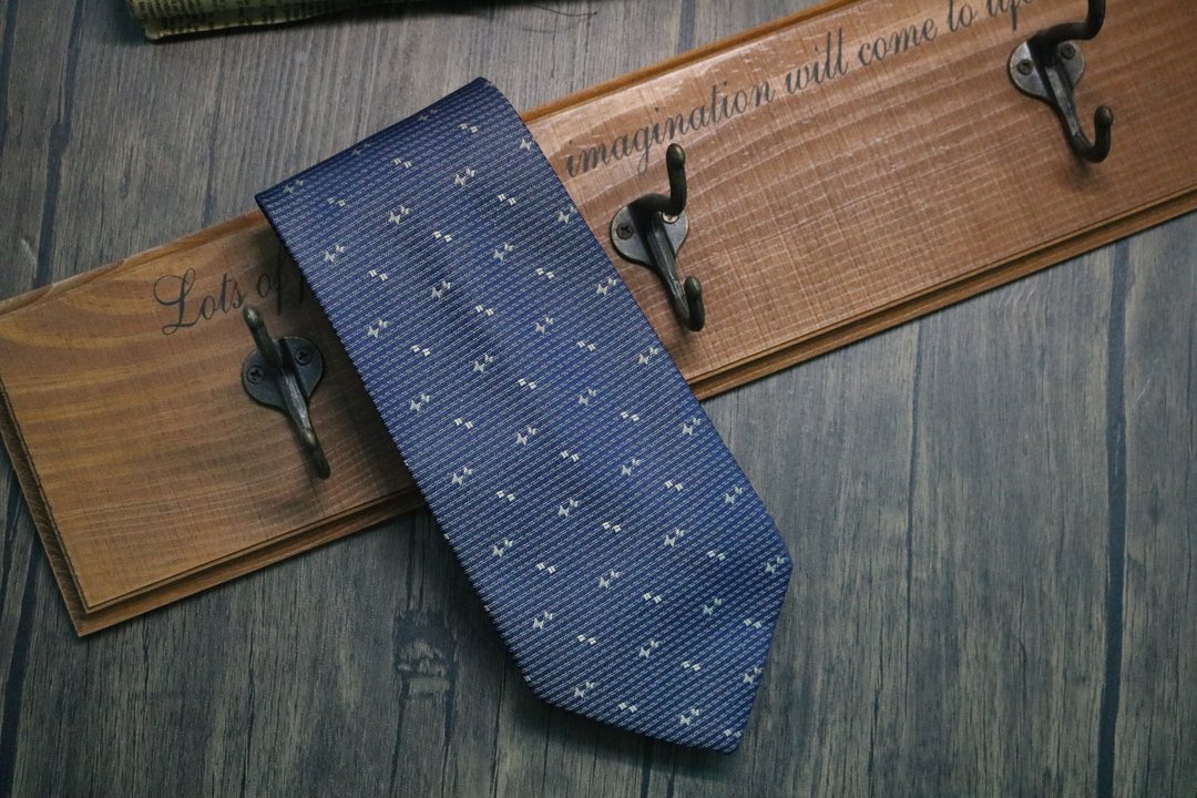 蓝色细纹刺绣复古领带绅士商务礼盒装necktie - 领带/领带夹 - 丝．绢 蓝色