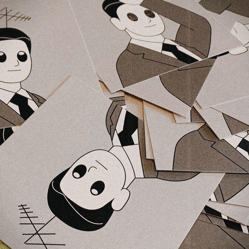 厌世上班族原创小卡两件组 - 卡片/明信片 - 纸 灰色