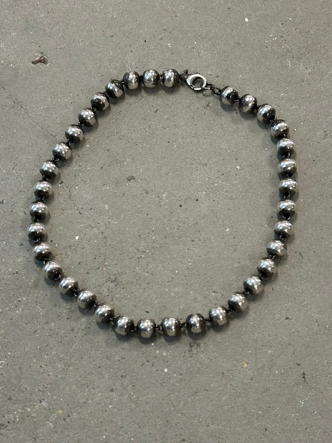 999纯银波波球颈链项链 10mm 做旧 染黑 复古 - 项链 - 纯银 银色