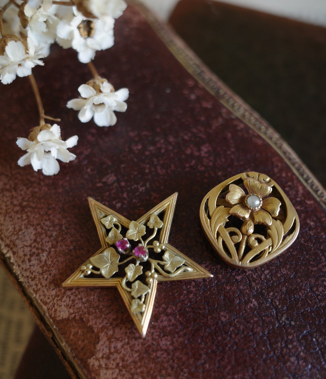 Antique骨董金色新艺术星星小花法国 Bijoux Fix - 胸针 - 其他金属 金色