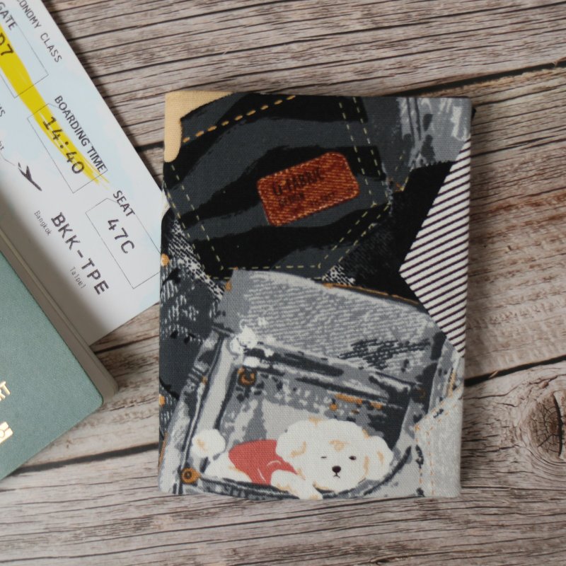 【口袋狗】手作护照套 护照夹 护照套 护照包 纯手作 布作护 - 护照夹/护照套 - 棉．麻 蓝色