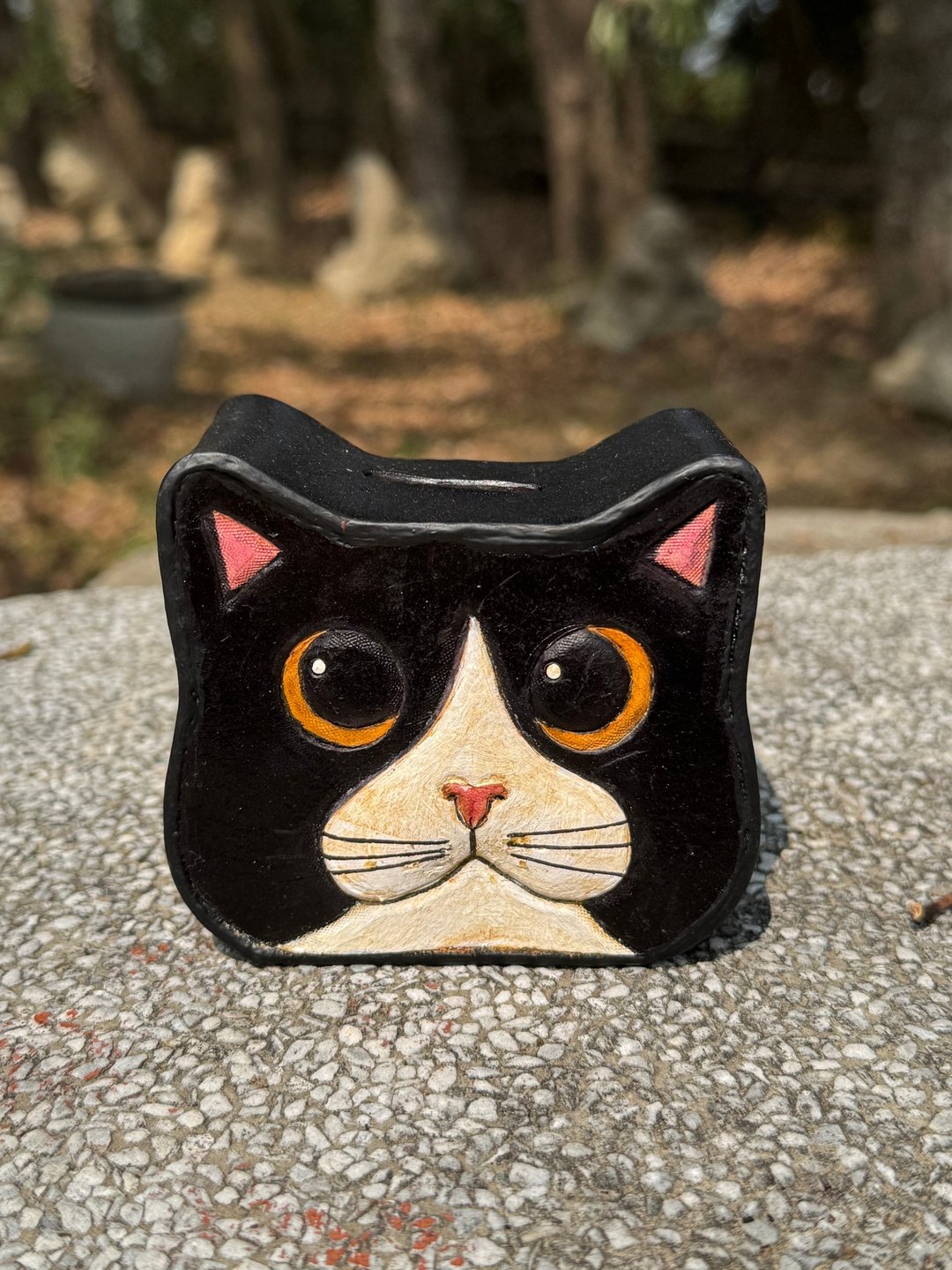 卡哇伊 奔驰猫咪  纯牛皮存钱筒 - 储蓄罐 - 真皮 黑色