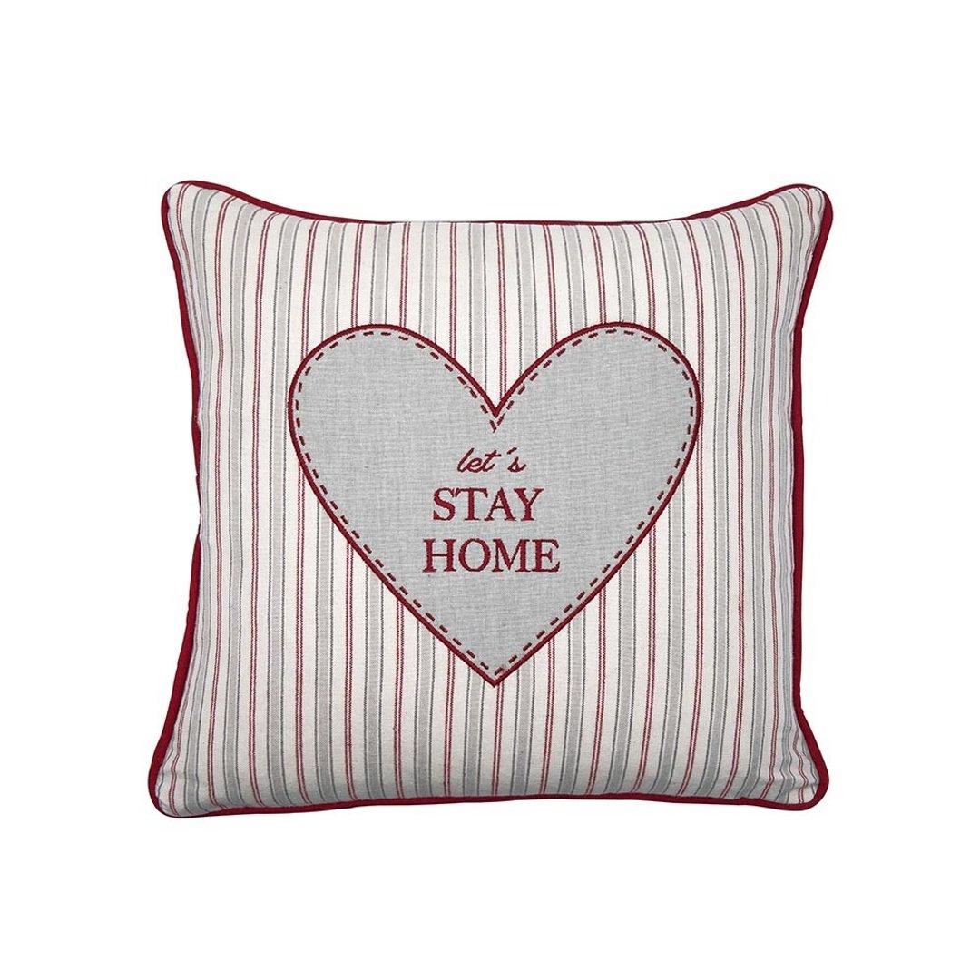 丹麦GreenGate Cara red heart 刺绣抱枕套 40x40cm - 枕头/抱枕 - 棉．麻 粉红色