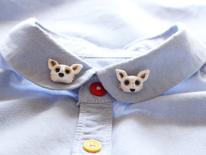 白狼衣领别针、胸针 - 动物胸针 - 胸针 - 其他材质 白色