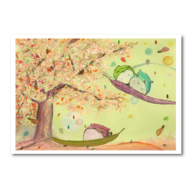 黄花风铃木。种子拼贴画 明信片/万用卡 - 卡片/明信片 - 纸 黄色