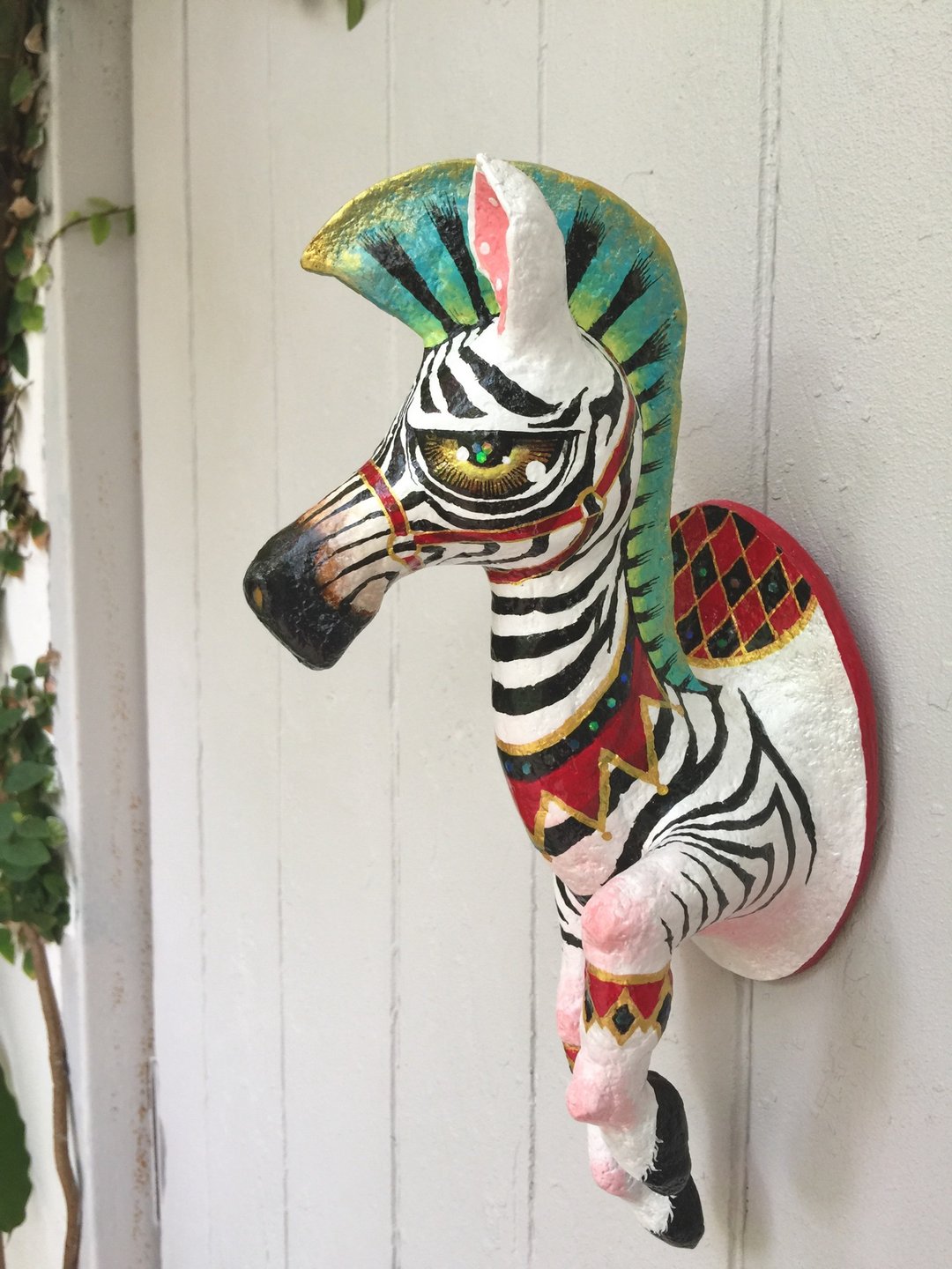 Zebra papermache wall hanging - 墙贴/壁贴 - 纸 多色