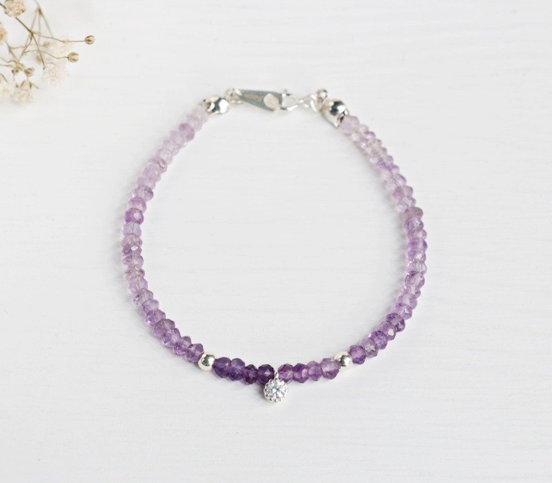 <挚爱>紫水晶渐层 925纯银手链 2月诞生石 Amethyst silver bracelet 轻珠宝 母亲节 情人节 生日礼物 纪念日 宴会 party 交换礼物 圣诞节 - 手链/手环 - 宝石 