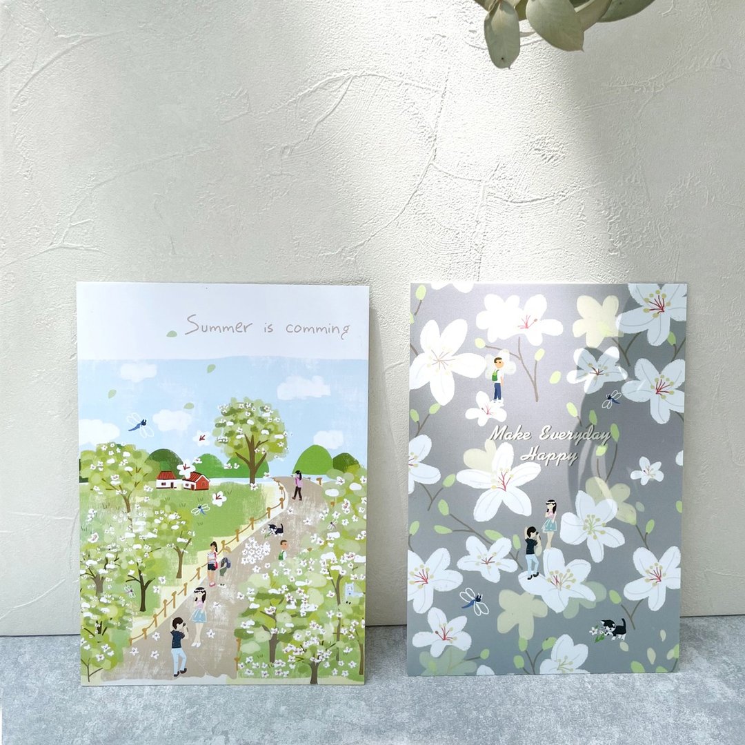 油桐花系列明信片-  油桐花 /  桐花季 - 卡片/明信片 - 纸 白色