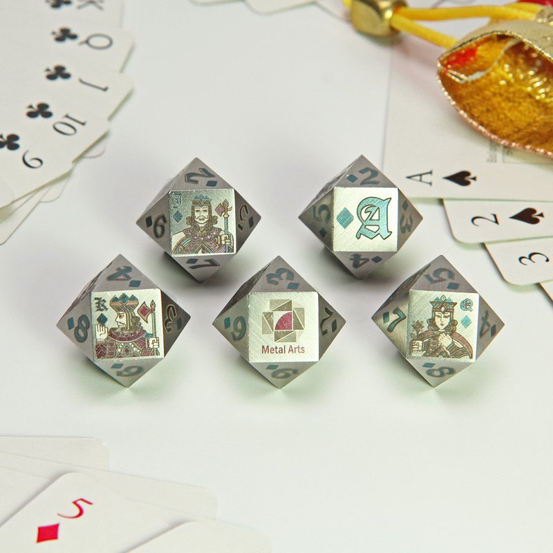 【航太边角料再造】扑克骰子Poker Dice-彩雕钢款 - 桌游/玩具 - 其他金属 银色