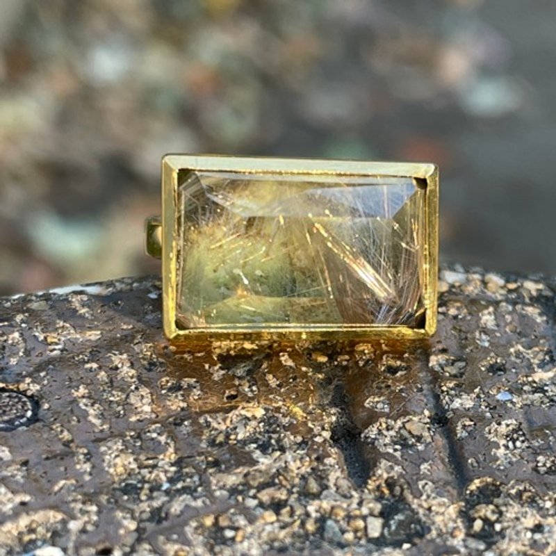 Pinkoi 代购 -  金红石英 x 祖母绿 LSQ 3D 刻面苔藓森林双峰石银SV925 戒指 - 戒指 - 宝石 