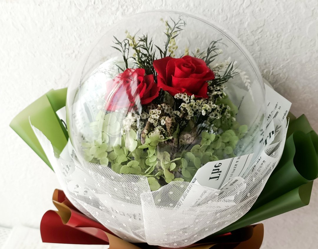 【比翼双飞】定制/七夕/波波球/永生花 - 干燥花/捧花 - 植物．花 透明