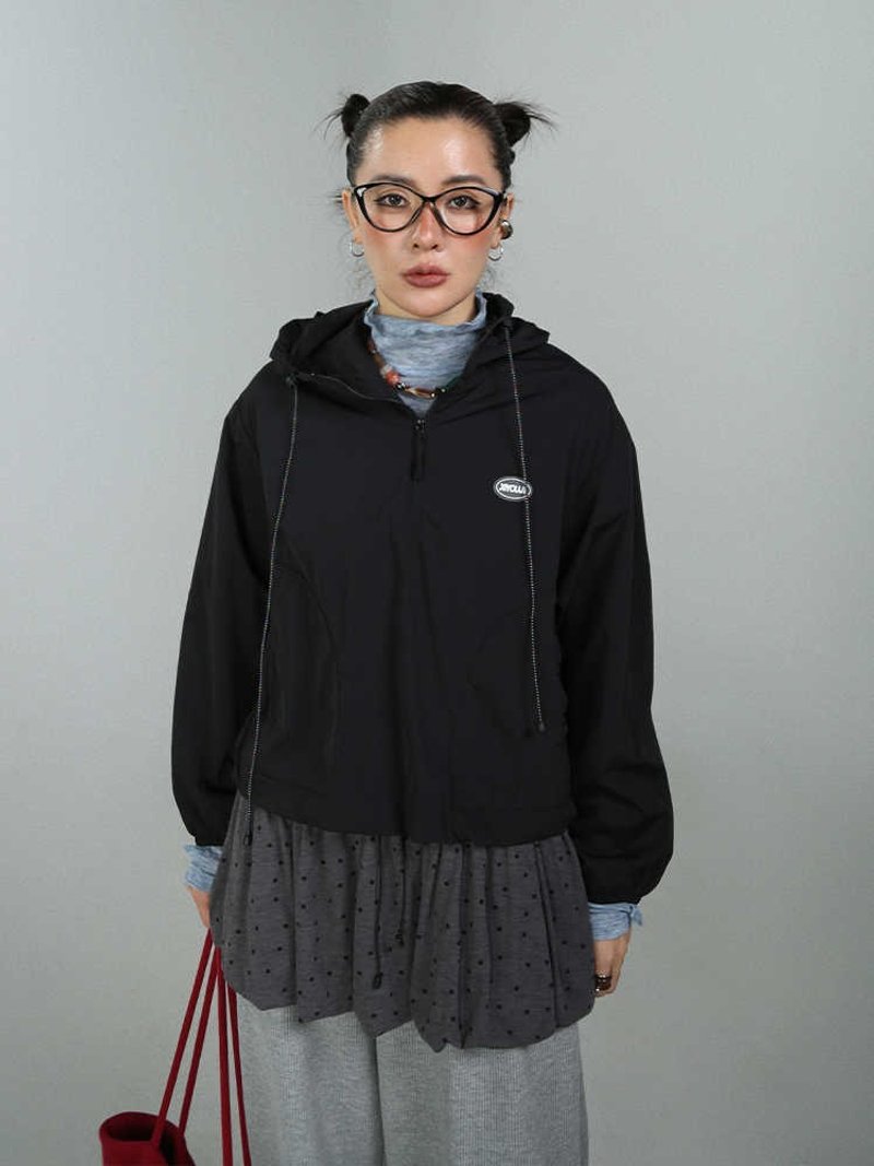 美式半拉链套头外套女跑步健身薄款连帽上衣 - 女装上衣 - 其他材质 