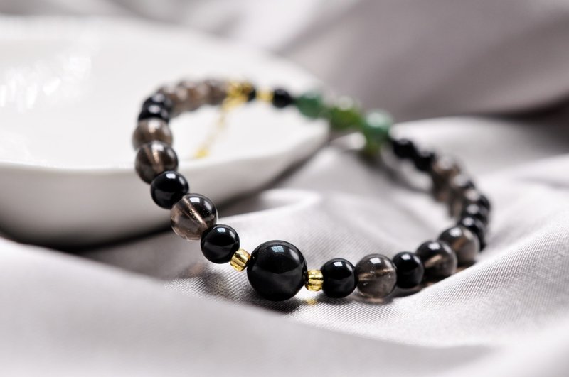 典藏原创 | 影律. 正能量共振频率 | 天狼陨石/水草玛瑙/彩曜石 - 手链/手环 - 水晶 黑色