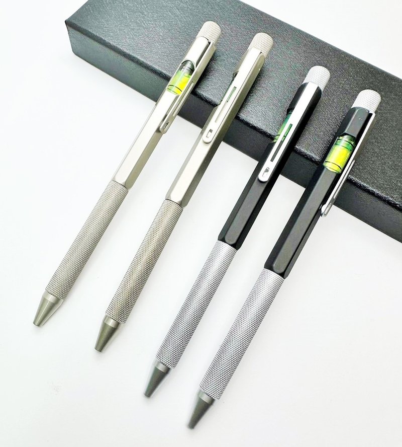 六角笔 凤梨花握杆 水平仪 原子笔 二为一两用笔 附笔盒 笔芯 - 圆珠笔/中性笔 - 其他金属 