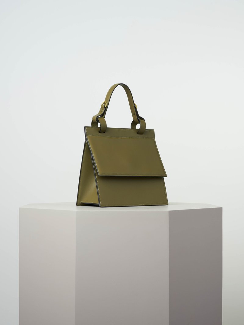 TRIANA 22 Handbag - Genuine cow leather handbag - Ash Green - 手提包/手提袋 - 真皮 绿色