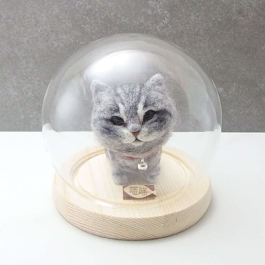 虎斑猫定制化羊毛毡  宠物定制 公仔 豆豆猫系列 - 玩偶/公仔 - 羊毛 灰色