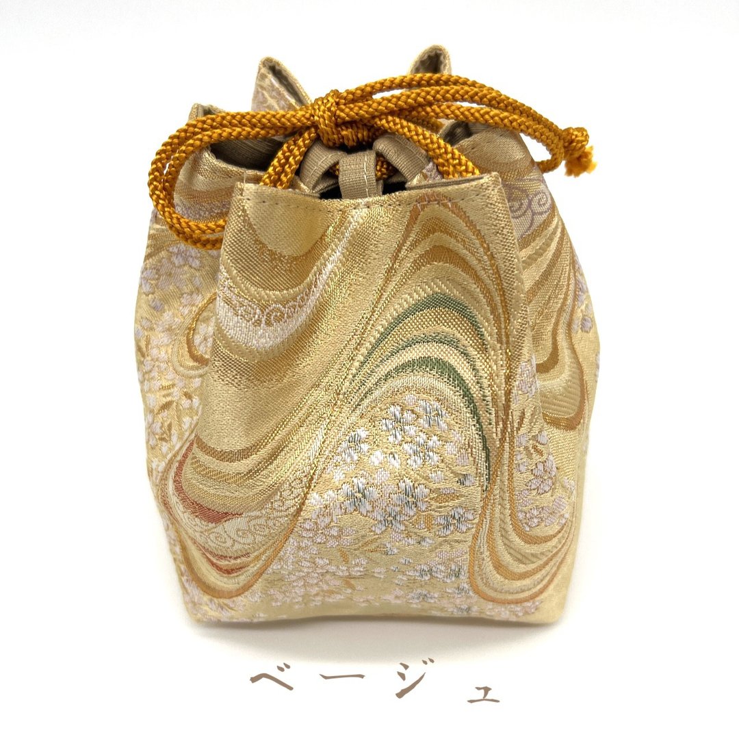 A stylish drawstring bag with a Japanese pattern made from Kyoto Nishijin fabric. - 其他 - 聚酯纤维 多色