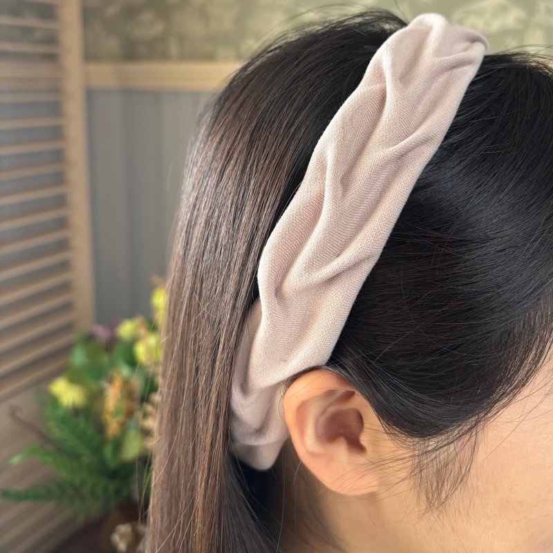 发带/浅粉叶子造型  送礼礼品 手作发饰 - 发带/发箍 - 聚酯纤维 粉红色