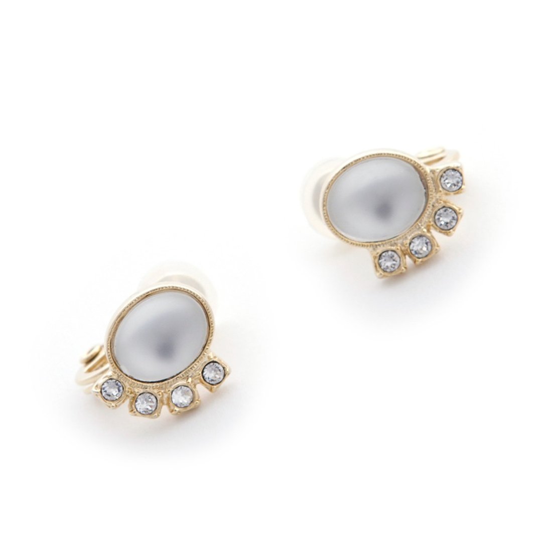 【JewCas】Air Earrings系列施华洛施奇水晶复古空气耳夹_JC2440 - 耳环/耳夹 - 其他金属 白色