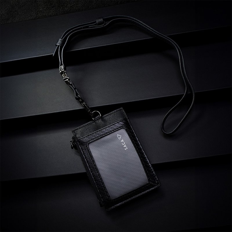 SACA Vertical X badge holder 2.0 - 证件套/卡套 - 真皮 黑色