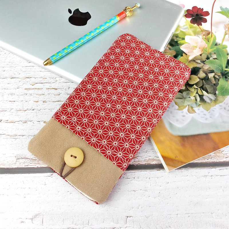 定制化电话包 手机袋 手机保护布套例如 iPhone 樱花 (M-067) - 手机壳/手机套 - 棉．麻 红色