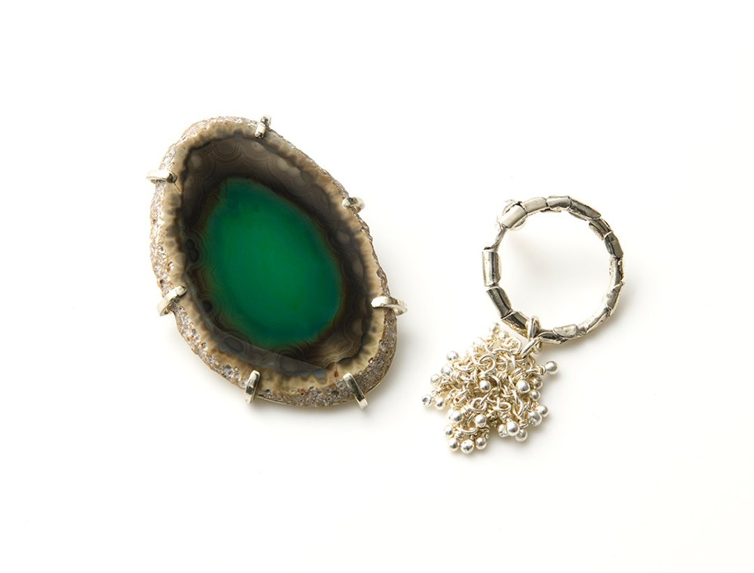 CP181 (agate) - 耳环/耳夹 - 其他金属 绿色