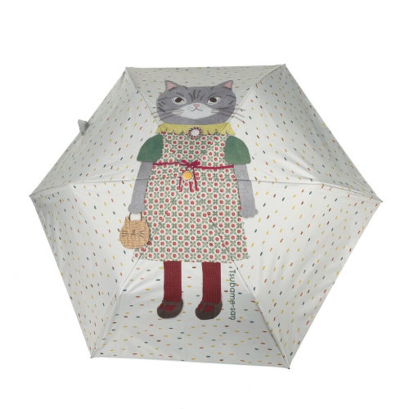 【Kusuguru Japan】日本眼镜猫 晴雨两用抗UV折叠伞 -灰绿点点 - 雨伞/雨衣 - 防水材质 灰色