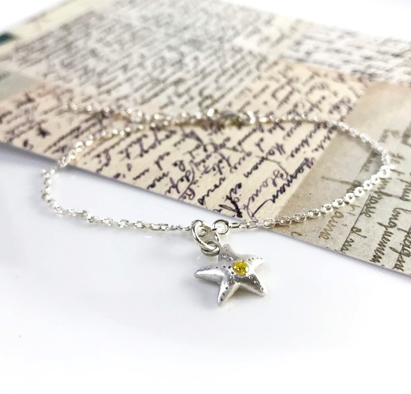 海星 - 纯银手链 锆石 礼物 - 手链/手环 - 纯银 银色