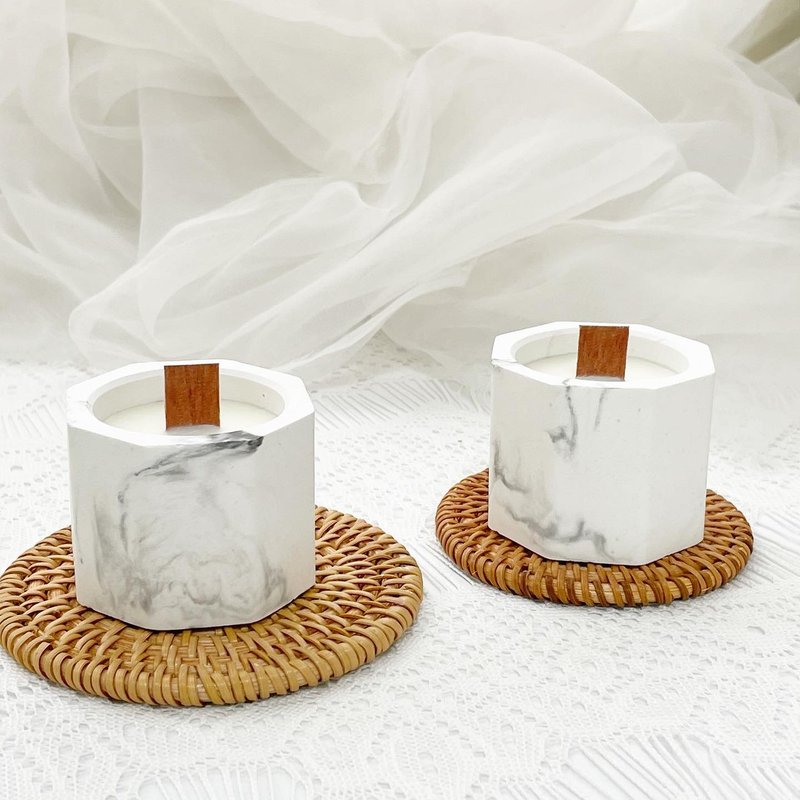 大理石扩香大豆蜡烛PLASTER PERFUMER CANDLE - 蜡烛/烛台 - 蜡 白色
