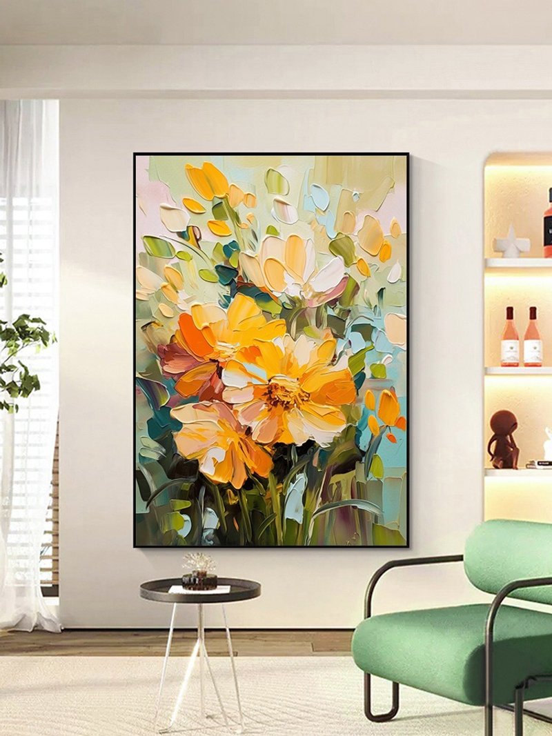 夏花 手绘花卉油画抽象原创现代装饰画餐厅客厅走廊玄关卧室挂画 - 海报/装饰画/版画 - 亚麻 多色