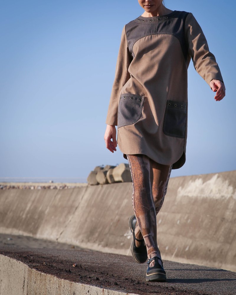 ONE-PIECE 系列 | 直筒迷你洋装 - 洋装/连衣裙 - 其他材质 多色