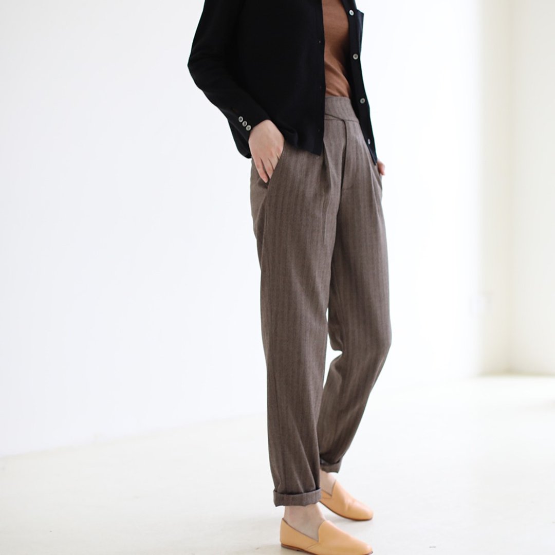 KOOW   Gurkha pants 人字纹日本羊毛吸烟裤 廓尔格直筒烟管裤 - 女装长裤 - 羊毛 