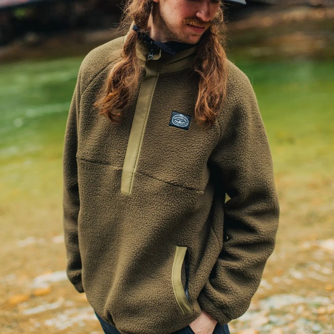 POLER CAMP SHERPA ANORAK 刷毛套头上衣 休闲小立领上衣 森林绿 - 男装针织衫/毛衣 - 其他材质 卡其色