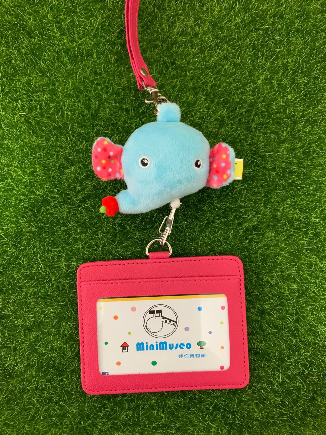 MiniMuseo 迷你博物馆 蓝色毛泡泡象 胸背绳款 伸缩证件套组 - 证件套/卡套 - 棉．麻 蓝色