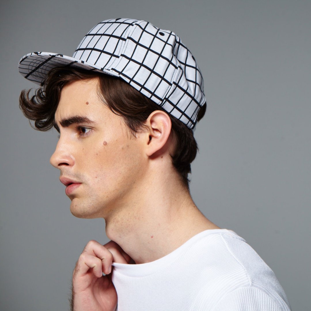 Stone'As Snapback / 窗格 格子 格纹 帽子 棒球帽 白色 - 帽子 - 其他材质 白色