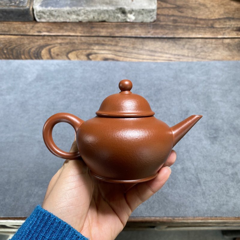 水平壶 全手工 160ml 刘素素 极品皱皮朱泥 透气性好 包浆 - 茶具/茶杯 - 陶 灰色