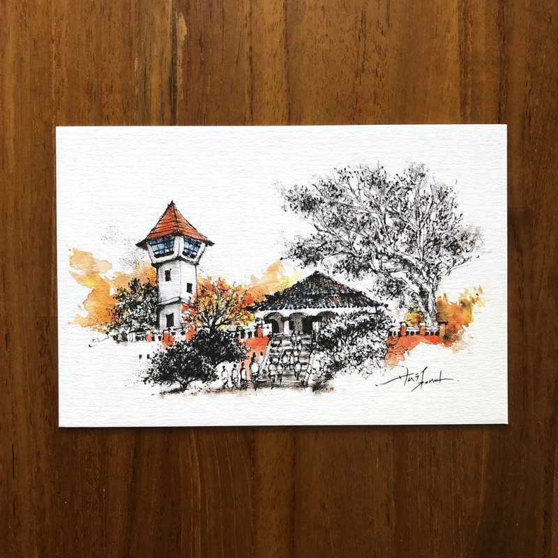 枯枝笔速写 台南古迹 安平古堡 插画 手绘明信片 - 卡片/明信片 - 纸 