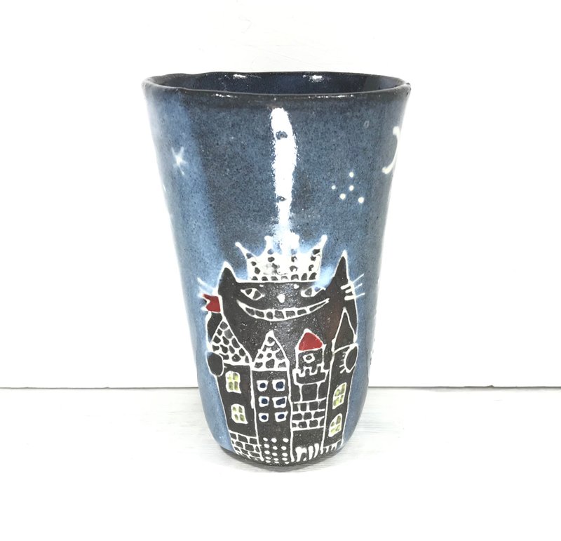 Big tumbler      cat's castle and milky way - 咖啡杯/马克杯 - 陶 蓝色