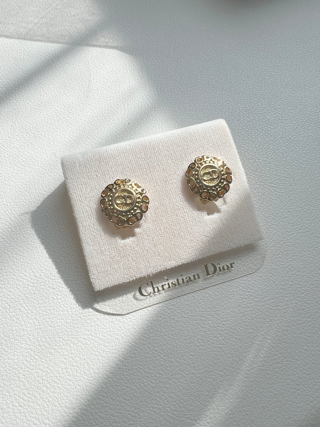 Dior极美品稀有款式满版CD环形金色耳夹 日本中古二手vintage - 耳环/耳夹 - 其他金属 金色