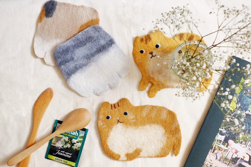 5.27_喵星人杯垫 羊毛毡体验 - 编织/羊毛毡/布艺 - 羊毛 